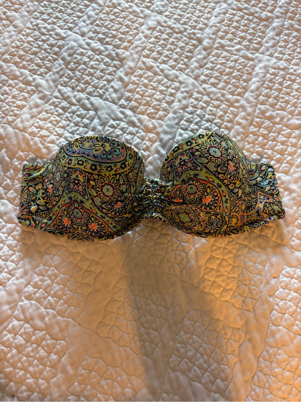 Victoria secret Strapless Paisley Molded Cup Bikini Top - Green Multi